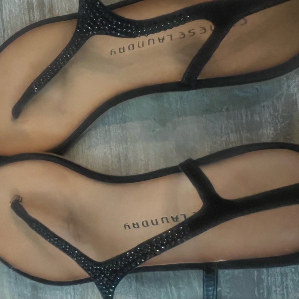 Black Crystal Embellished Sandals